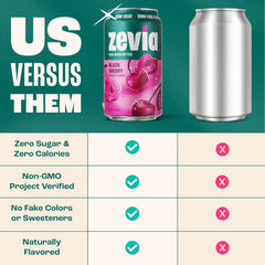 Zevia Zero Sugar Soda, Black Cherry, 12 oz Cans (24-Pack) – Naturally Sweetened, Non-GMO Project Verified, Gluten-Free, Vegan