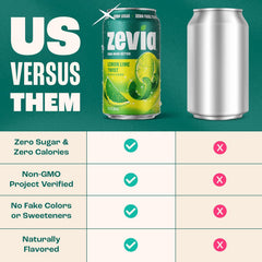 Zevia Zero Sugar Soda, Lemon Lime Twist, 12 oz Cans (24-Pack) – Naturally Sweetened, Non-GMO Project Verified, Gluten-Free, Vegan