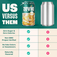 Zevia Zero Sugar Soda, Cream Soda, 12 oz Cans (24-Pack) – Naturally Sweetened, Non-GMO Project Verified, Gluten-Free, Vegan