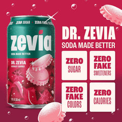 Zevia Zero Sugar Soda, Dr Zevia, 12 oz Cans (8-Pack) – Naturally Sweetened, Non-GMO Project Verified, Gluten-Free, Vegan