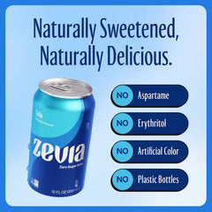 Zevia Zero Sugar Soda,Cola,16 oz Cans – Naturally Sweetened,Non-GMO Project Verified,Gluten-Free,Vegan,(Pack of 24)