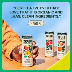 Zevia Zero Sugar Tea, Black Tea with Peach, 12 oz Cans (12-Pack) – Naturally Sweetened, Zero Calorie Sugar Free - Non-GMO Project Verified, Gluten-Free, Vegan