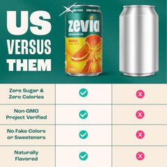 Zevia Zero Sugar Soda, Orange, 12 oz Cans (8-Pack) – Naturally Sweetened, Non-GMO Project Verified, Gluten-Free, Vegan