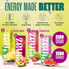 Zevia Zero Sugar Energy Drink, Fruity Fuel Variety Packs, 12 oz Cans – Naturally Sweetened, Non-GMO Project Verified, Gluten-Free, Vegan, (Pack of 24)