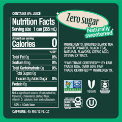 Zevia Zero Sugar Tea, Black Tea with Peach, 12 oz Cans (12-Pack) – Naturally Sweetened, Zero Calorie Sugar Free - Non-GMO Project Verified, Gluten-Free, Vegan