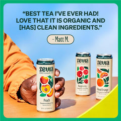 Zevia Zero Sugar Tea, Black Tea with Raspberry, 12 oz Cans (12-Pack) – Naturally Sweetened, Zero Calorie Sugar Free - Non-GMO Project Verified, Gluten-Free, Vegan