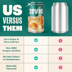 Zevia Zero Sugar Soda, Orange Creamsicle, 12 oz Cans (24-Pack) – Caffeine Free, Naturally Sweetened, No Calorie Soda - Non-GMO Project Verified, Gluten-Free, Vegan