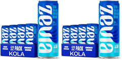 Zevia Zero Sugar Energy Drink,Kola,12 oz Cans – Naturally Sweetened,Non-GMO Project Verified,Gluten-Free,Vegan,(Pack of 24)