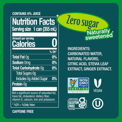 Zevia Zero Sugar Soda,Ginger Ale,16 oz Cans – Naturally Sweetened,Non-GMO Project Verified,Gluten-Free,Vegan,(Pack of 24)